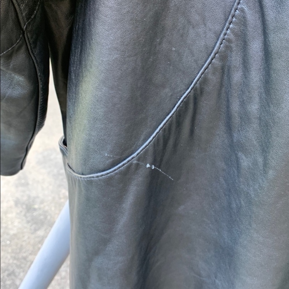 Rad 80’s Vintage Genuine Leather Duster Trench Overcoat - Picture 11 of 13
